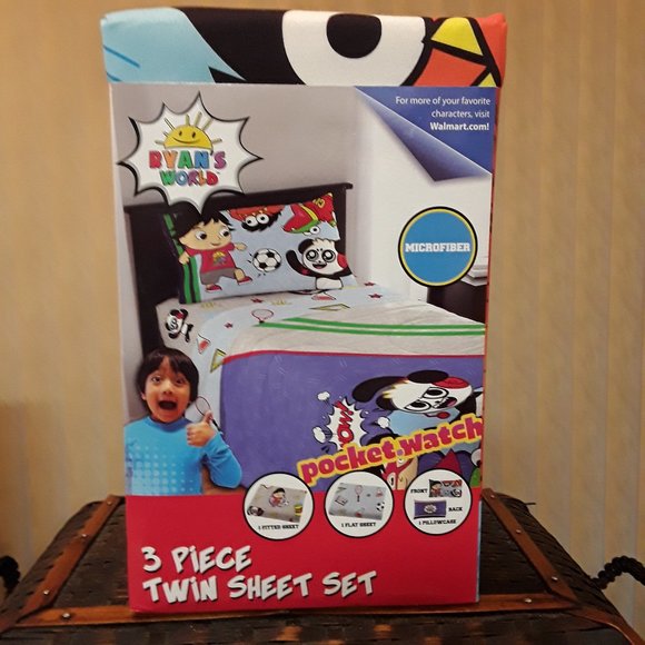 Ryan’s World 3 Piece Twin Size Sheet Set - Picture 1 of 5